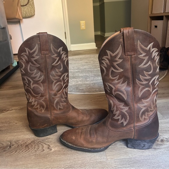 Ariat Men's Brown Heritage R Toe Leather Western Boots - Picture 4 of 8